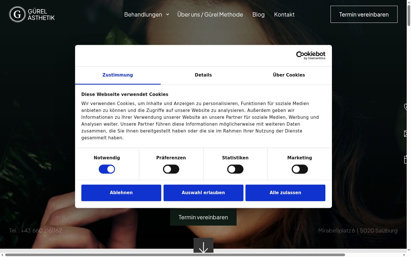 Képernyőkép a bármilyen interakció előtt megjelenő hozzájárulási bannerről
