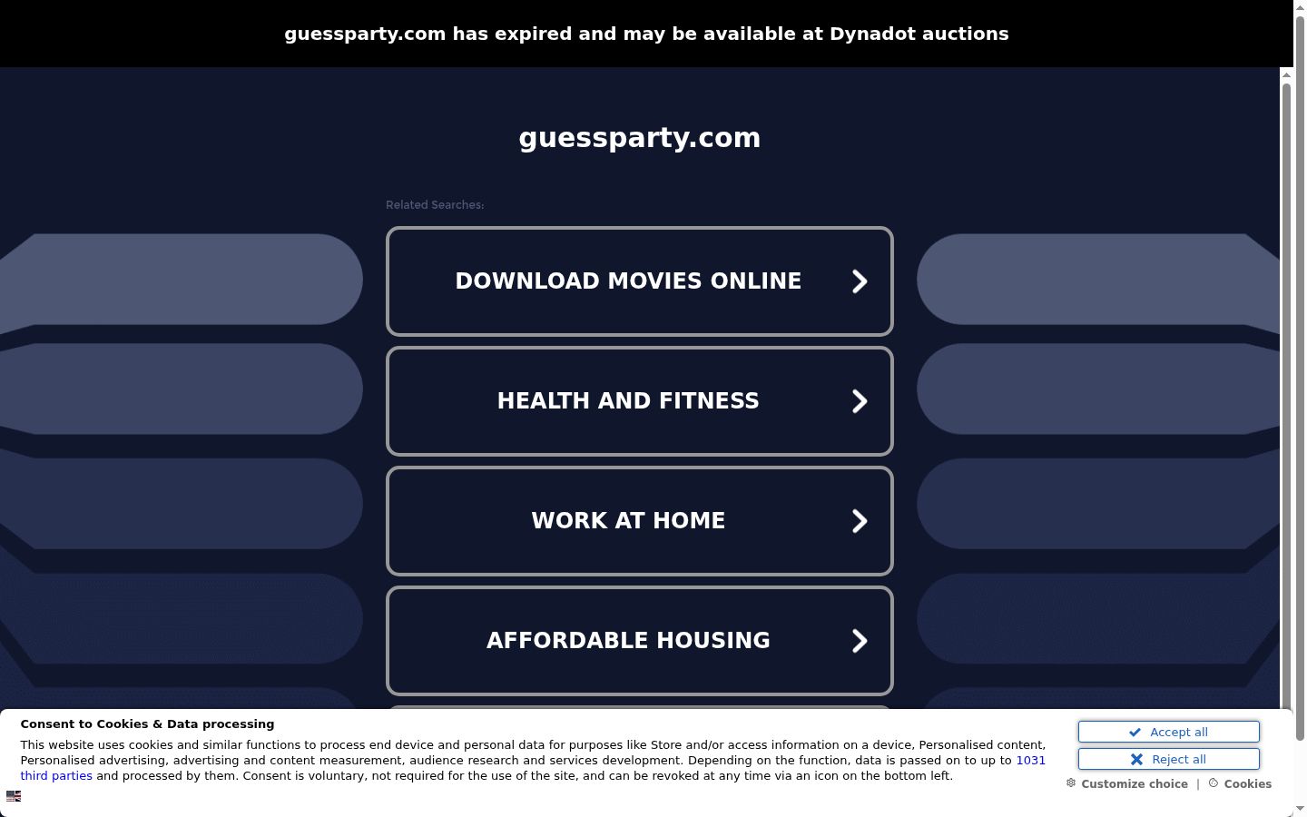 Screenshot of the consent banner shown before any interaction