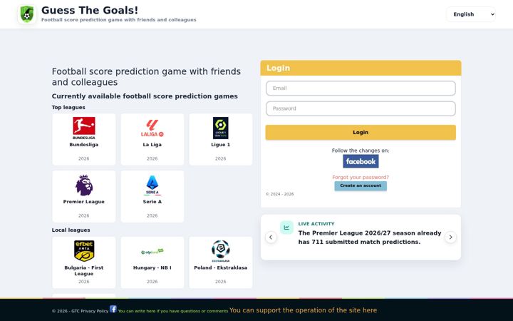 Screenshot of guessthegoals.com