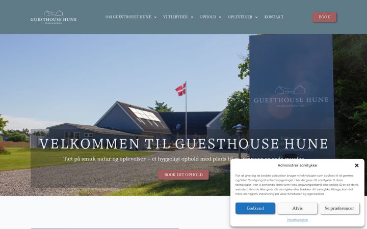 Screenshot of guesthousehune.dk