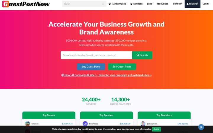 Screenshot of guestpostnow.com