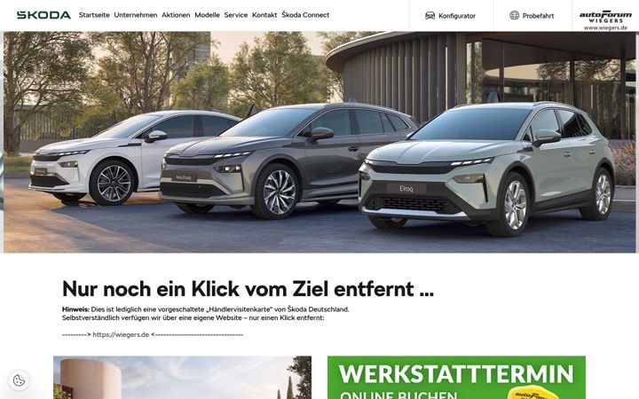 Screenshot of guetersloh.skoda-auto.de