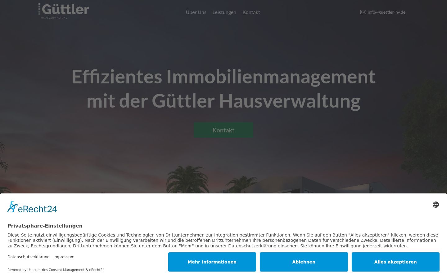 Screenshot des Einwilligungsbanners vor jeglicher Interaktion