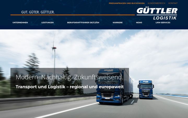 Skjámynd af guettlerlogistik.de