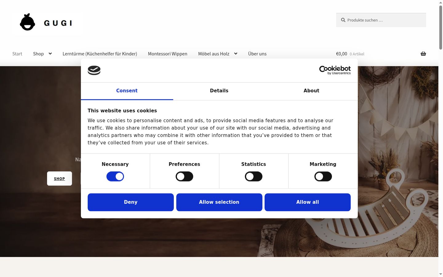Capture d'écran de la bannière de consentement affichée avant toute interaction