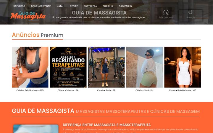 Screenshot of guiademassagista.com.br