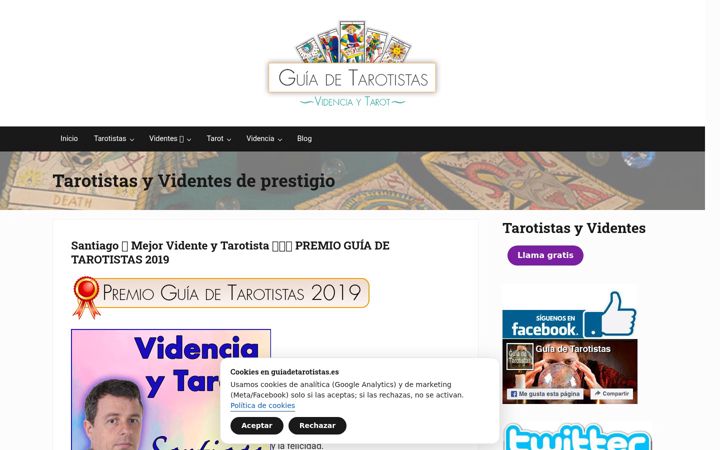 Screenshot of guiadetarotistas.es