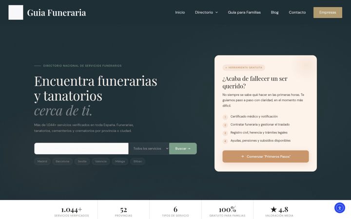 Screenshot of guiafuneraria.es