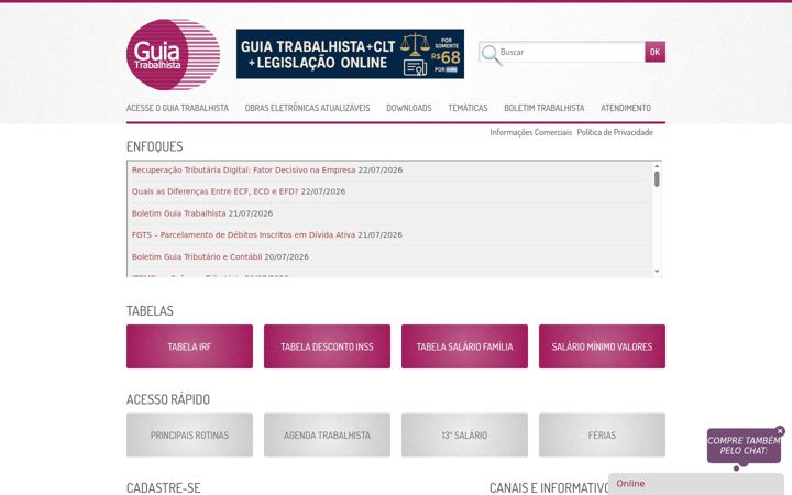 Screenshot di guiatrabalhista.com.br