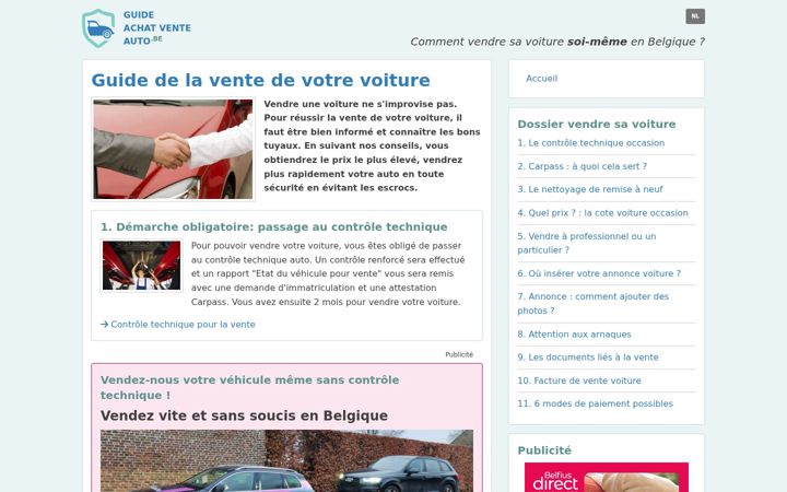 Screenshot of guide-achat-vente-auto.be