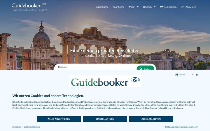 Screenshot of guidebooker.com
