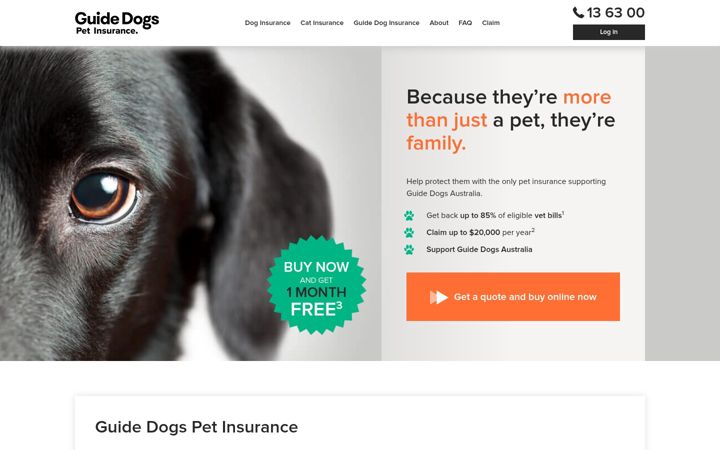 Screenshot of guidedogsinsurance.org.au