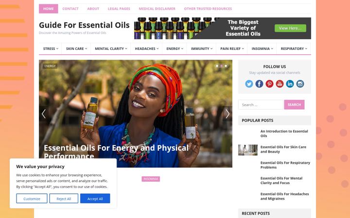 Screenshot of guideforessentialoils.com