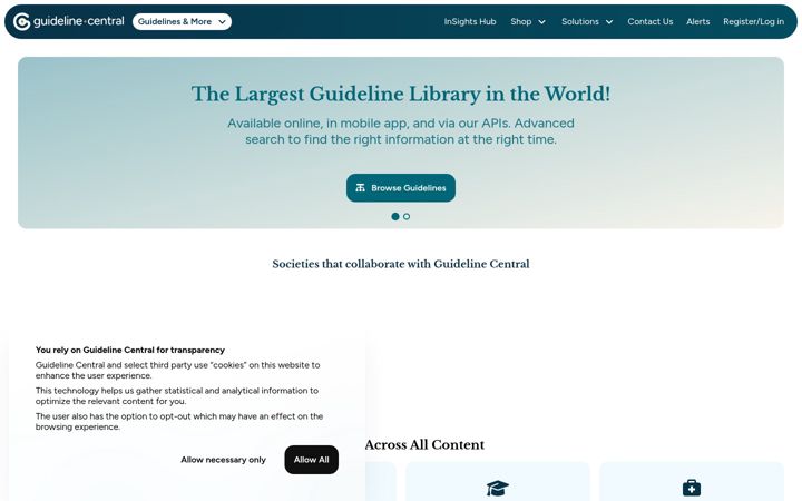 Screenshot of guidelinecentral.com