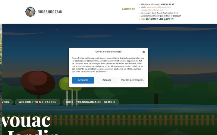 Screenshot of guiderandotrail.com