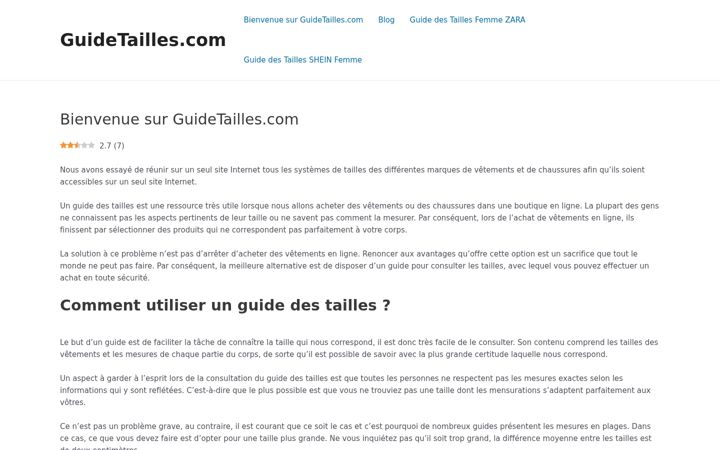 Screenshot of guidetailles.com