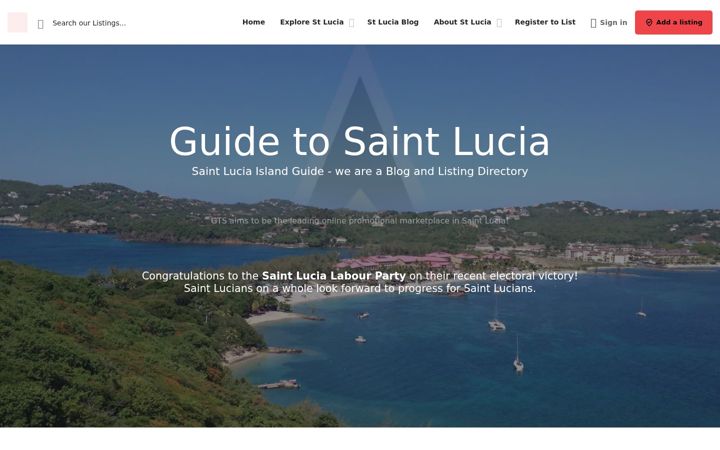 Screenshot of guidetostlucia.com