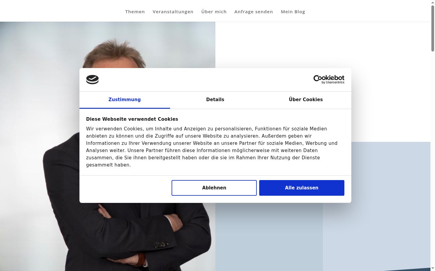 Skærmbillede af samtykkebanneret, som det blev vist før nogen interaktion