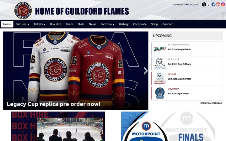 Snímek obrazovky guildfordflames.com