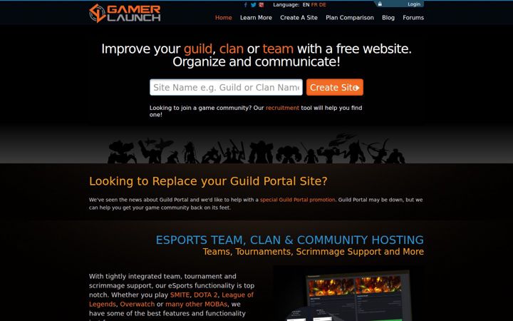 Екранна снимка на guildlaunch.com