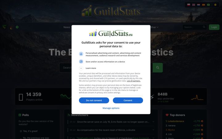 Screenshot of guildstats.eu