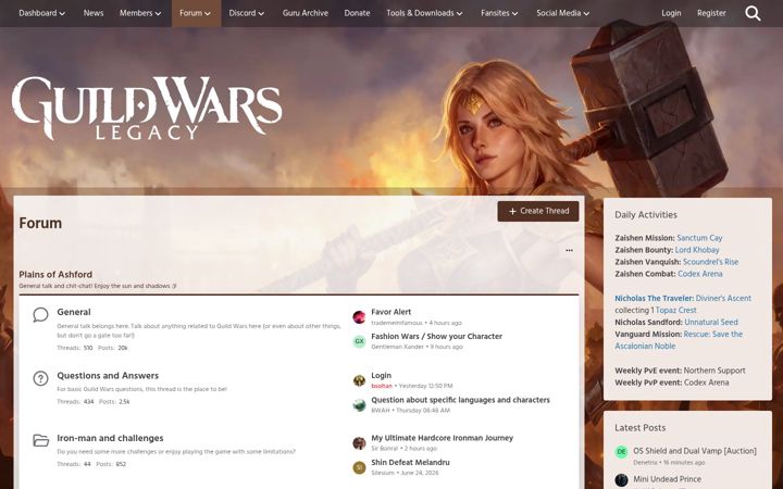 Screenshot of guildwarslegacy.com