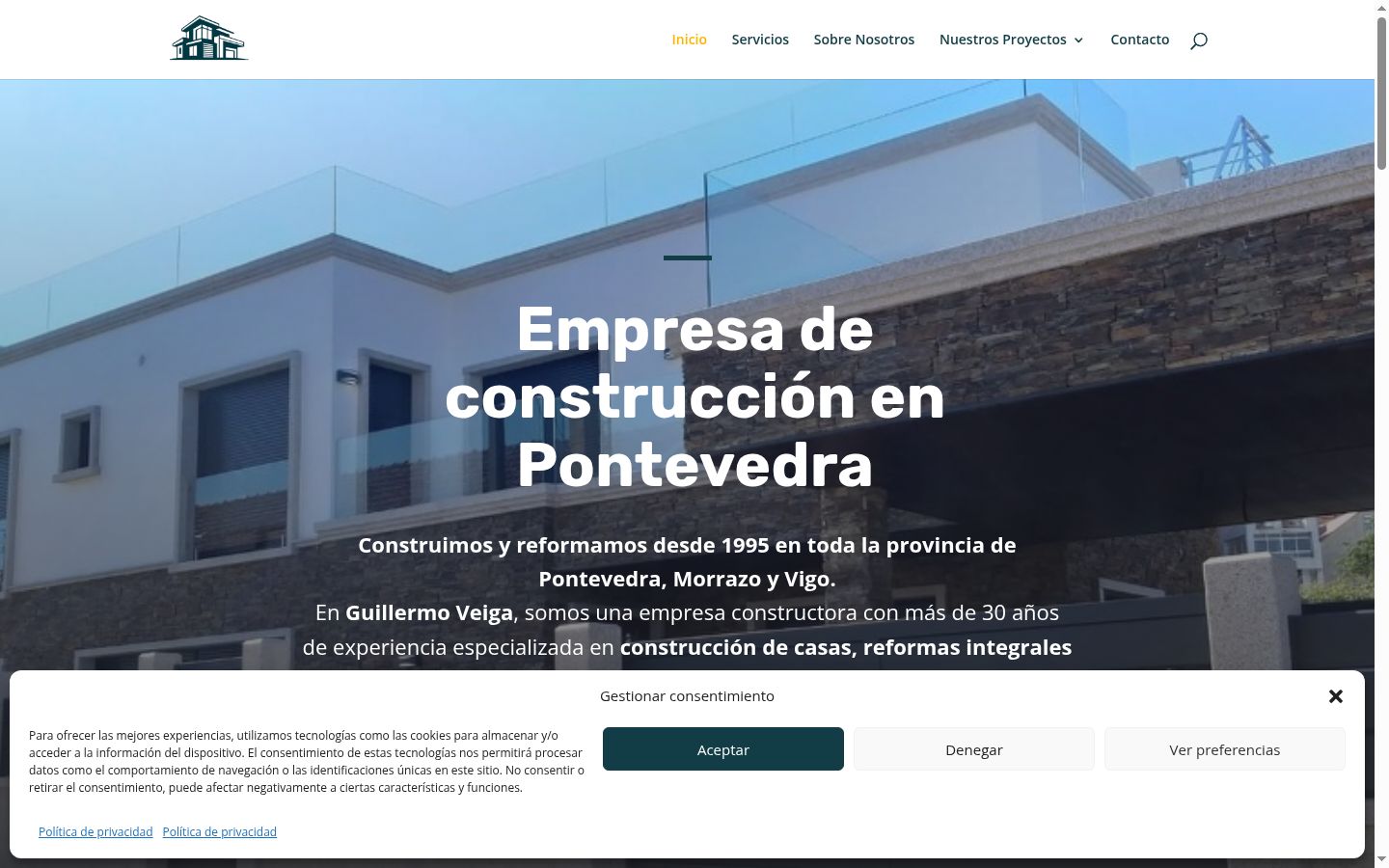 Captura de ecrã do banner de consentimento apresentado antes de qualquer interação