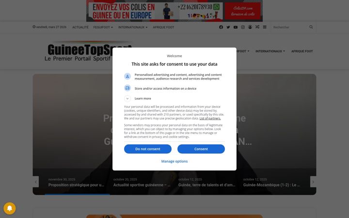 Screenshot of guineetopsports.com
