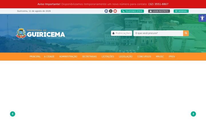Screenshot of guiricema.mg.gov.br