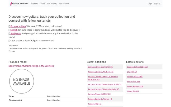 Screenshot of guitar-archives.com