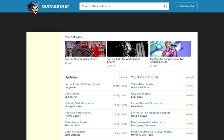 Screenshot of guitaretab.com
