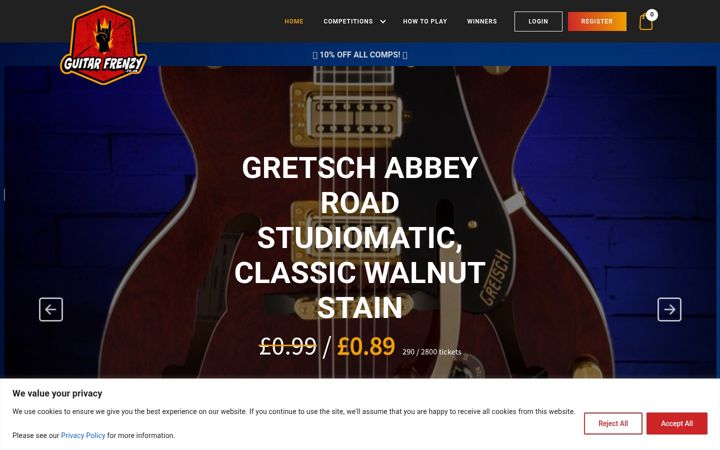 Screenshot of guitarfrenzy.co.uk