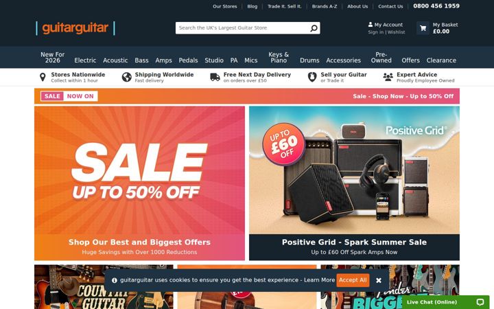 Screenshot of guitarguitar.co.uk