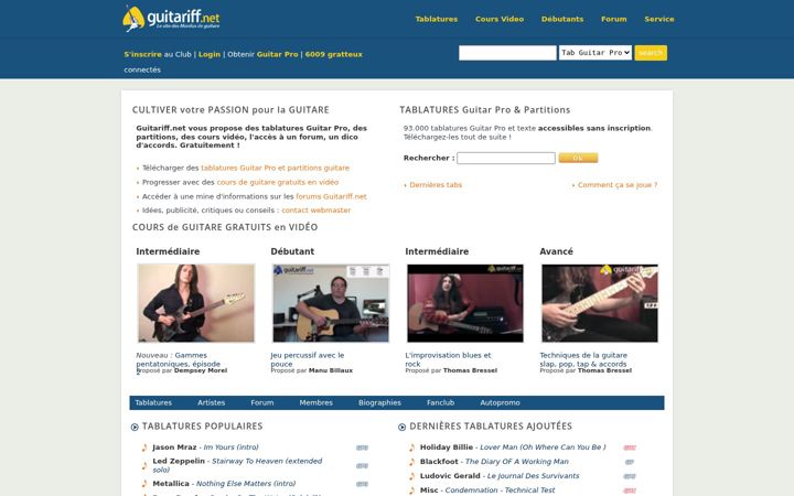 Screenshot of guitariff.net