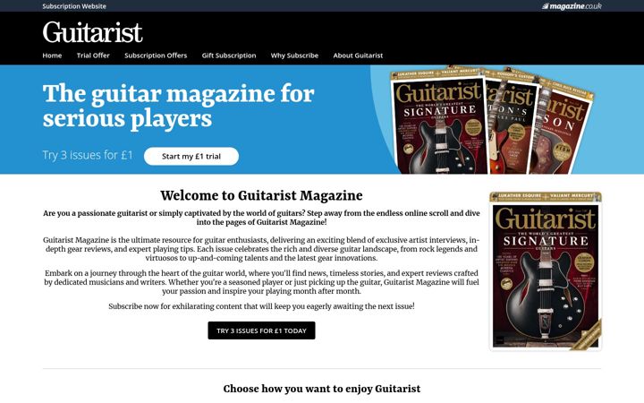 Screenshot of guitarist-magazine-subscription.co.uk