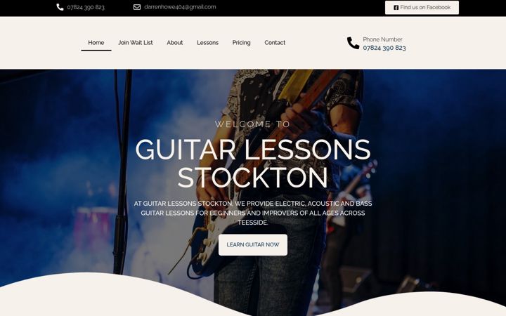 Screenshot of guitarlessonsstockton.co.uk