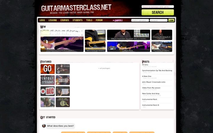 Screenshot of guitarmasterclass.net