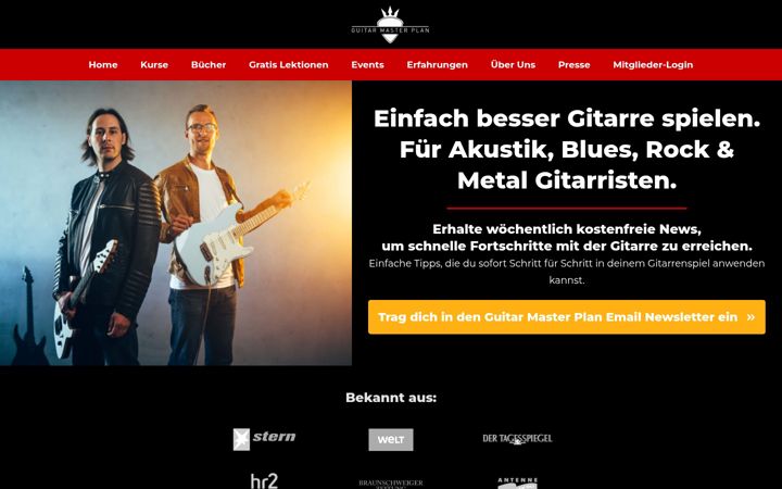 Screenshot of guitarmasterplan.de