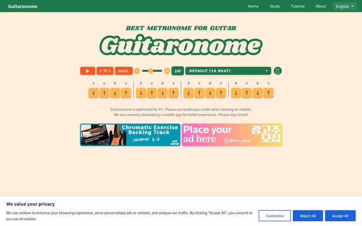 Screenshot of guitaronome.com