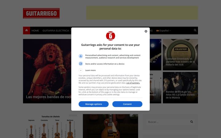 Screenshot of guitarriego.com