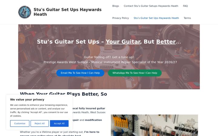 Screenshot of guitarsetups.co.uk