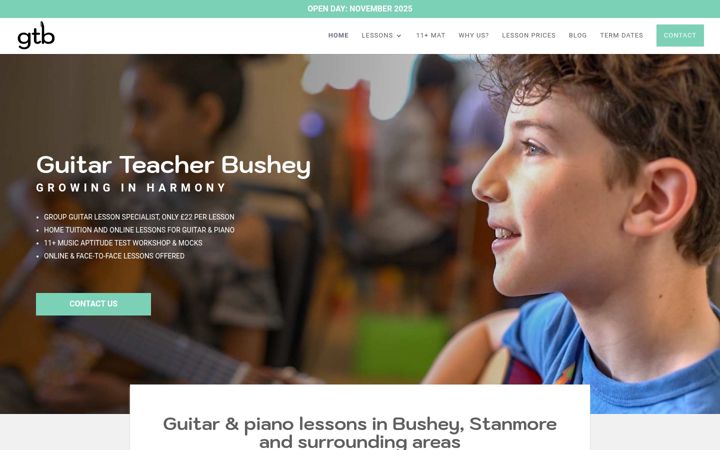 Screenshot of guitarteacherbushey.co.uk