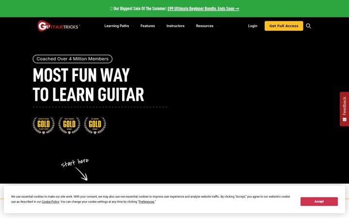 Screenshot of guitartricks.com