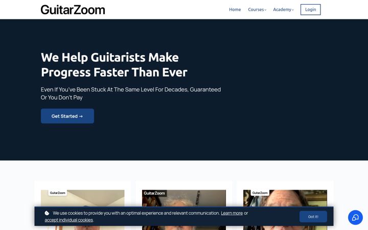 Screenshot of guitarzoom.com