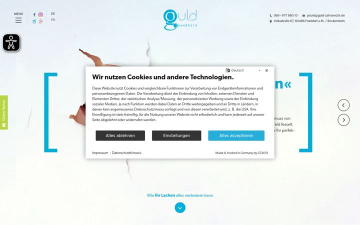 Screenshot of guld-zahnaerzte.de