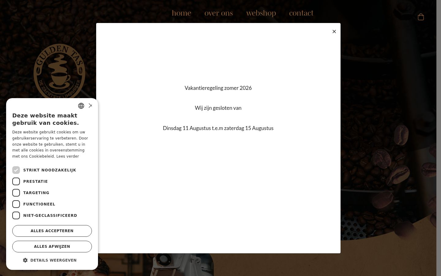 Screenshot van de toestemmingsbanner zoals getoond vóór enige interactie