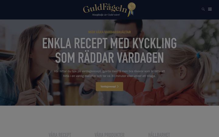 Screenshot of guldfageln.se