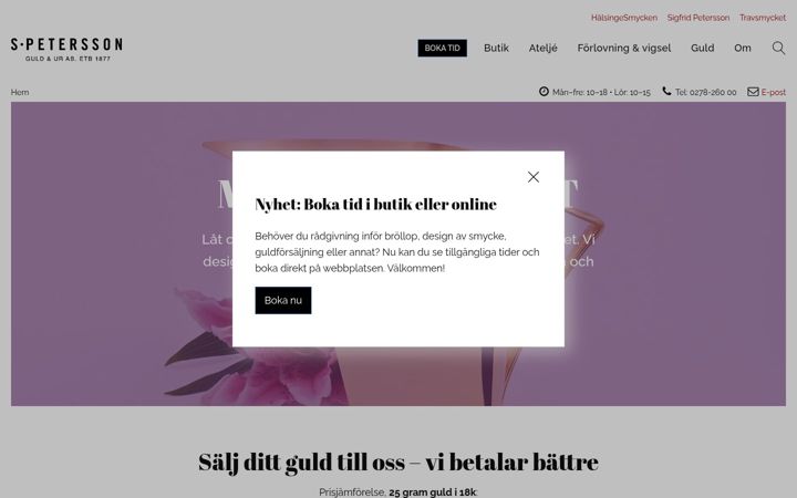 Screenshot of guldsmedpetersson.se