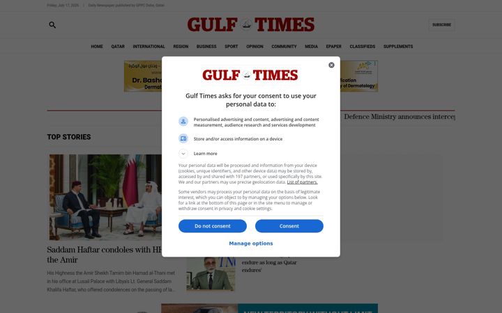 Ekrānuzņēmums no gulf-times.com