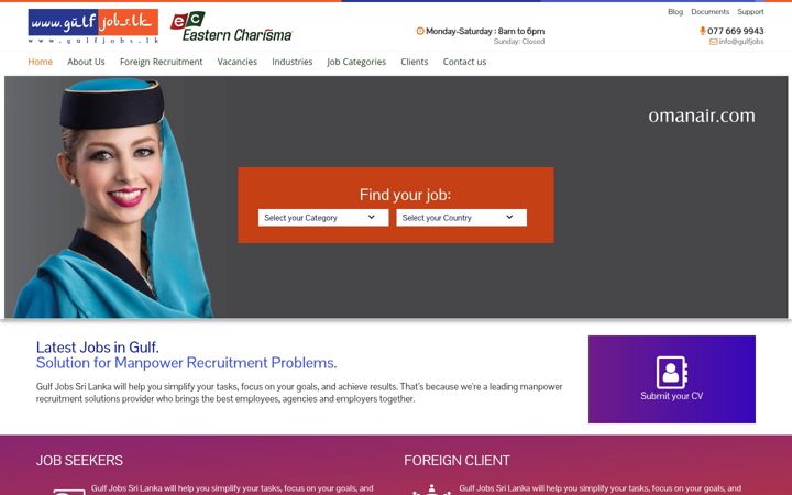 Screenshot of gulfjobs.lk